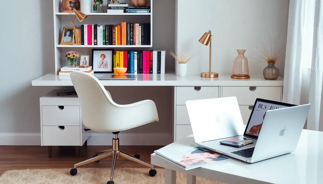 A fashion-inspired workspace blending style and efficiency.